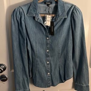Denim Puff Blouse